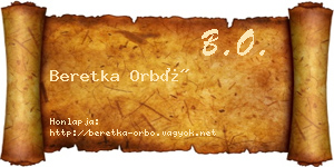 Beretka Orbó névjegykártya